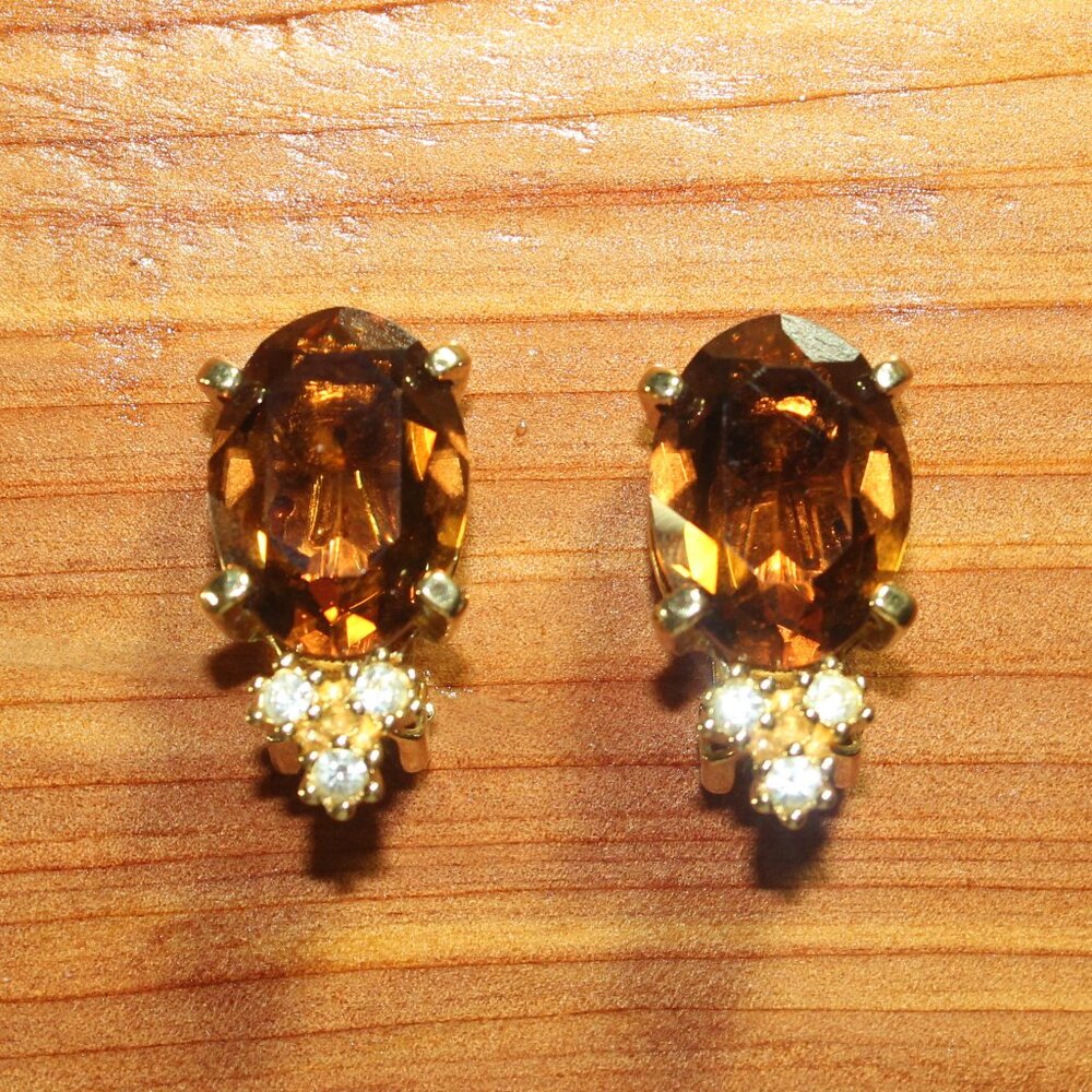 Vintage Christian Dior Orange CZ Clip On Earrings